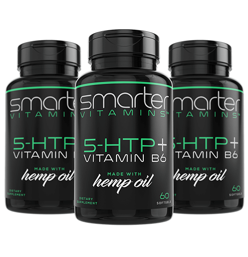 3 pack Smarter Vitamins 5-HTP + Vitamin B6 made with hemp oil