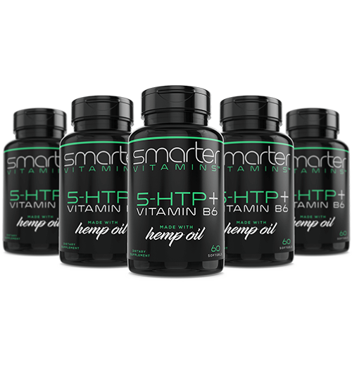 5 pack of Smarter Vitamins 5-HTP + Vitamin B6 made with hemp oil