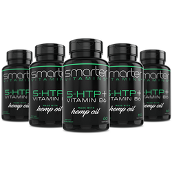 5 pack of Smarter Vitamins 5-HTP + Vitamin B6 made with hemp oil
