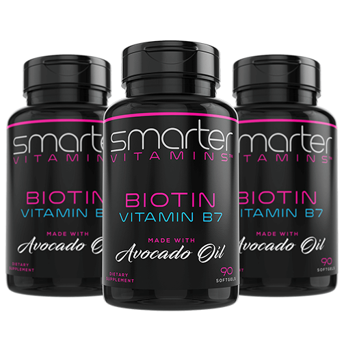 3 Pack of Smarter Vitamins Biotin Vitamin B7 made with avocado oil
