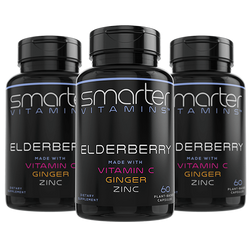 3 pack of Smarter Vitamins Elderberry made with Vitamin C, Ginger and Zinc
