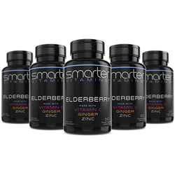 5 pack of Smarter Vitamins Elderberry made with Vitamin C, Ginger and Zinc