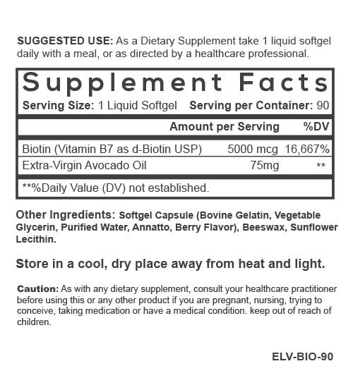Smarter Biotin supplement facts