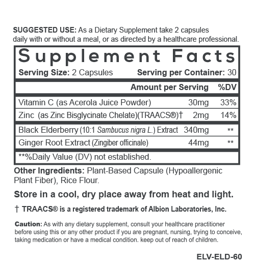Smarter Elderberry supplement facts.