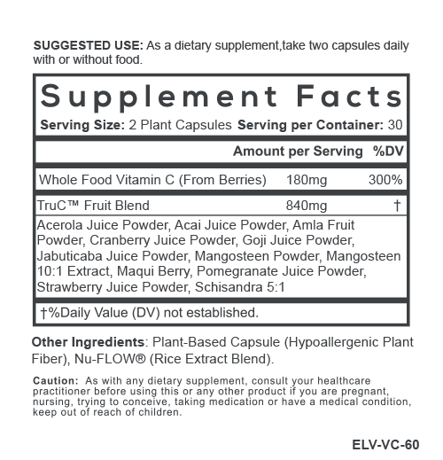 Smarter Vitamin C supplement facts.