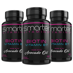 3 Pack of Smarter Vitamins Biotin Vitamin B7 made with avocado oil