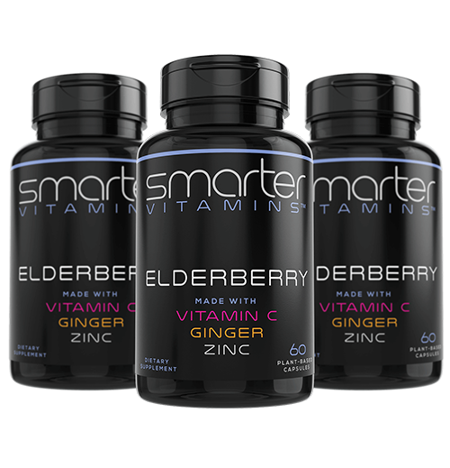 3 pack of Smarter Vitamins Elderberry made with Vitamin C, Ginger and Zinc