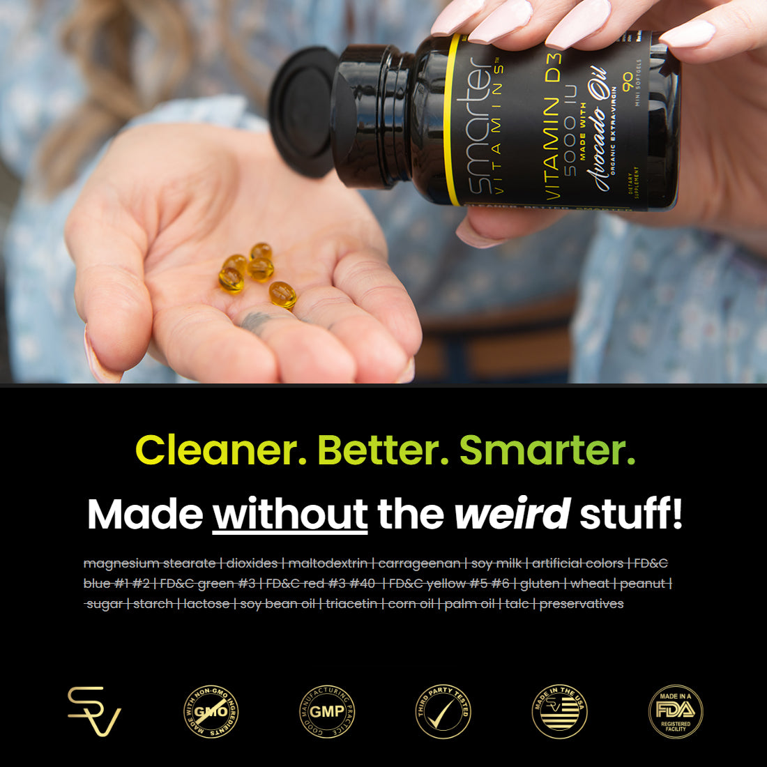 Smarter Vitamin D3 5000IU (125mcg) made with Avocado Oil