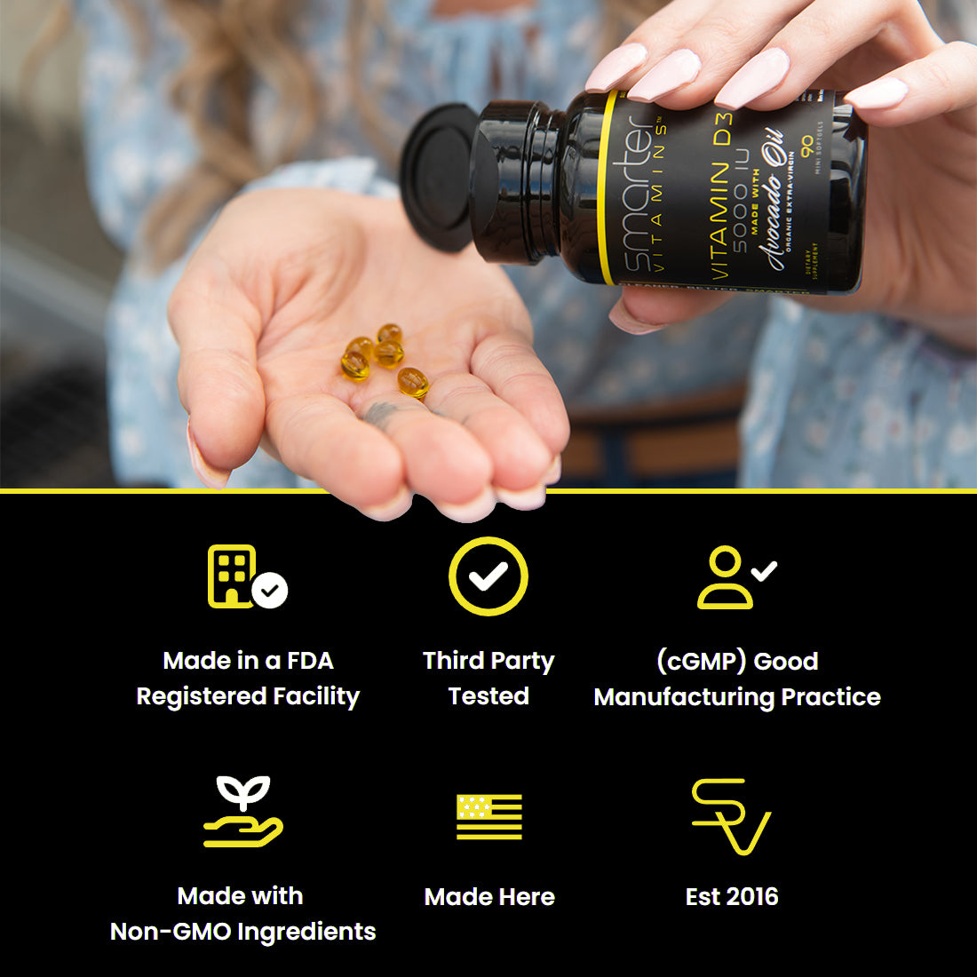 Smarter Vitamin D3 5000IU (125mcg) made with Avocado Oil